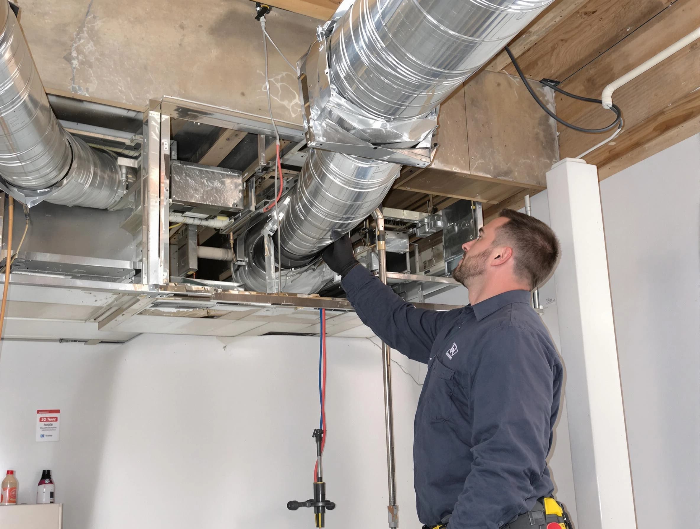 Berkley Air Duct Cleaning technician performing professional air duct repair using specialized tools in Berkley