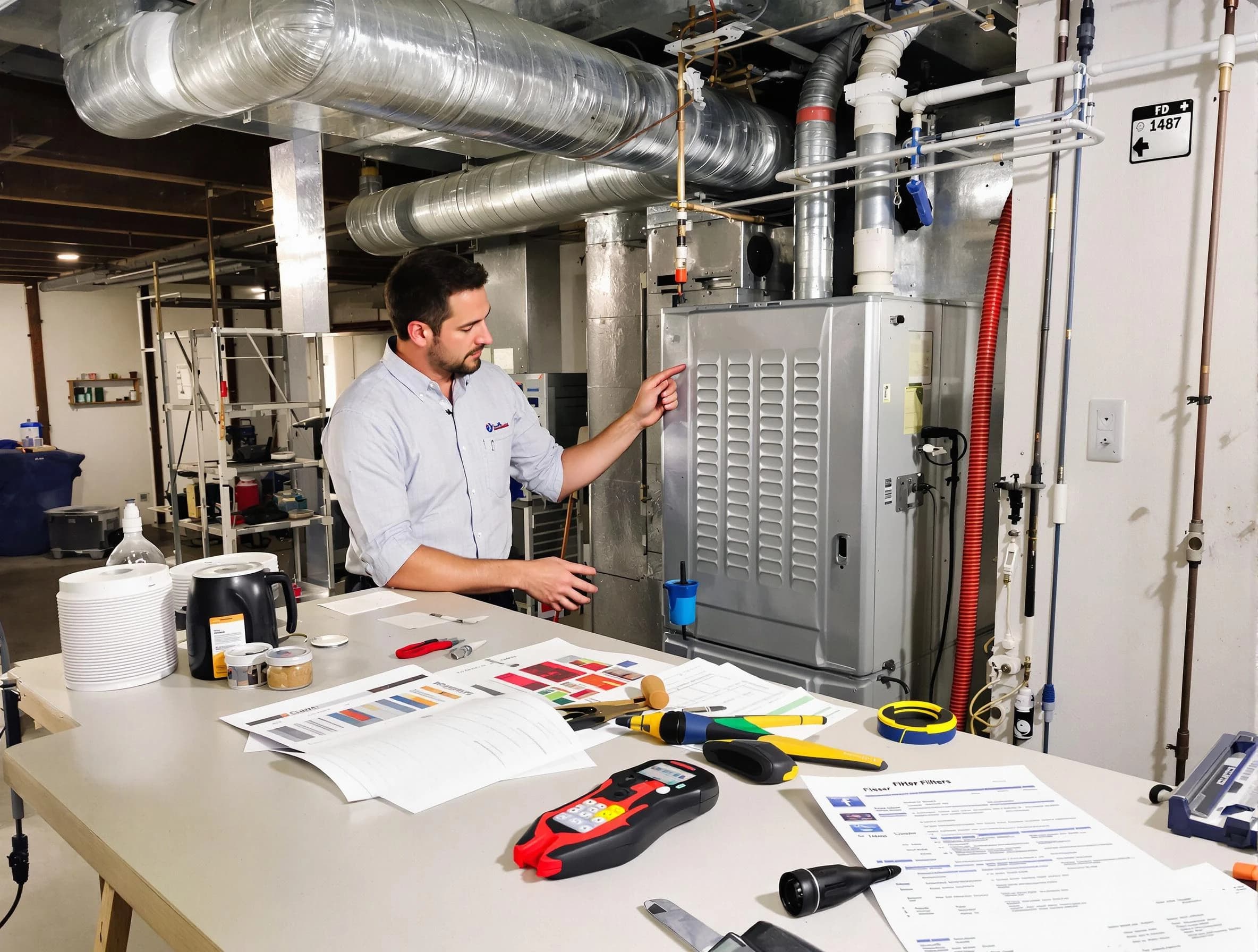 Berkley Air Duct Cleaning inspector conducting detailed filter system evaluation using professional diagnostic tools in Berkley